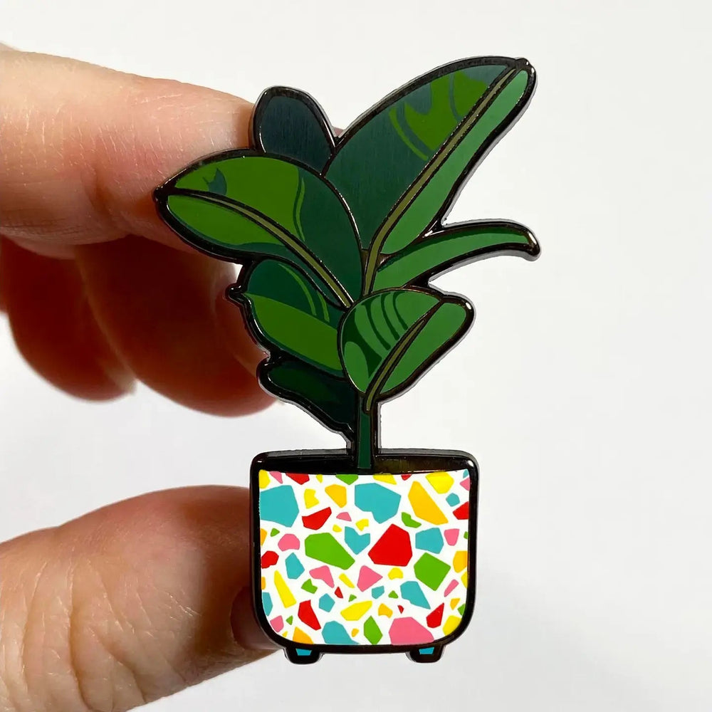 Rubber Plant Enamel Pin | The "Unkillable" Houseplant - Ziya Blue