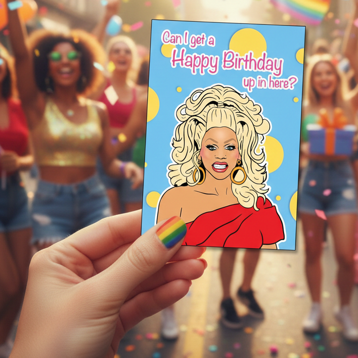 Rupaul Drag Race Can I Get A Happy Birthday Card - Ziya Blue