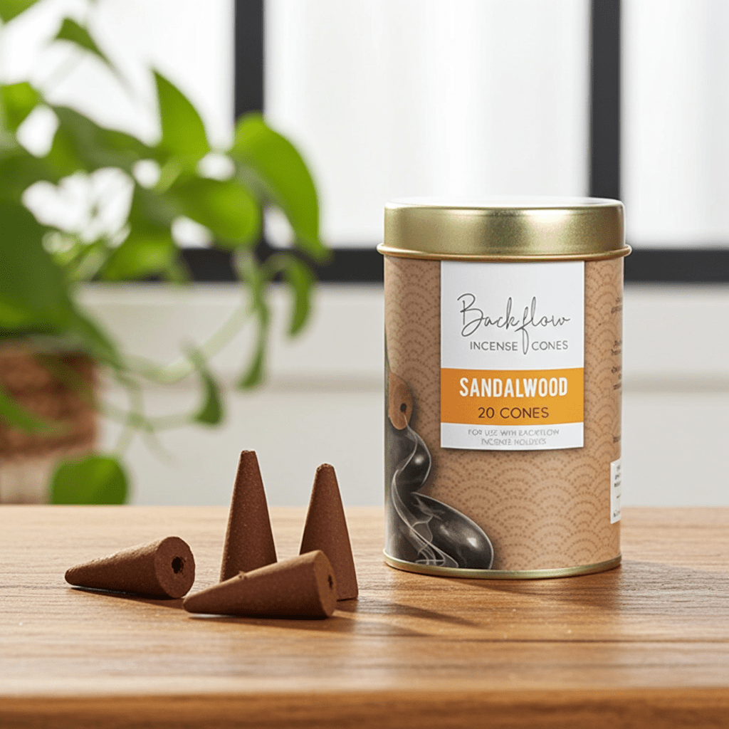 Sandalwood Jumbo Backflow Incense Cones - Ziya Blue