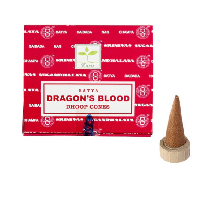 Satya Dragon’s Blood Dhoop Cones | Authentic Indian Incense | Earthy & Protective - Ziya Blue
