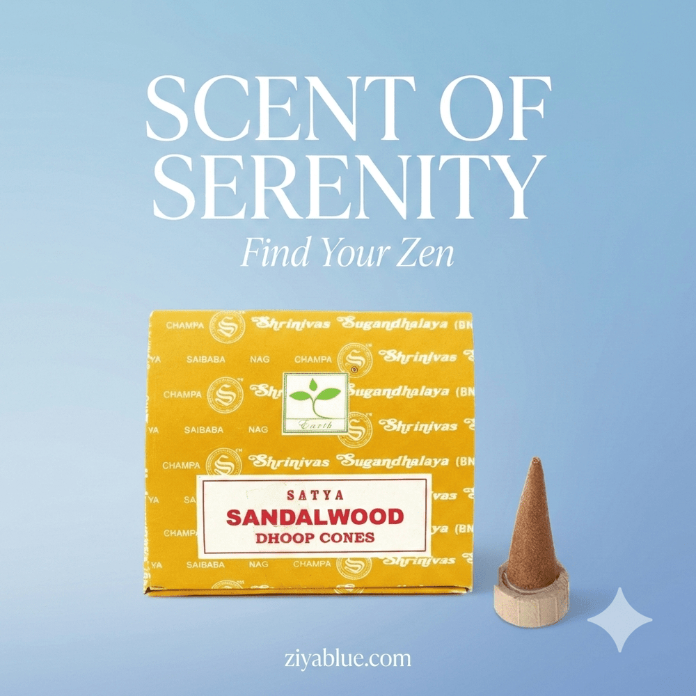 Satya Sandalwood Dhoop Cones | The Scent of Sanity - Ziya Blue