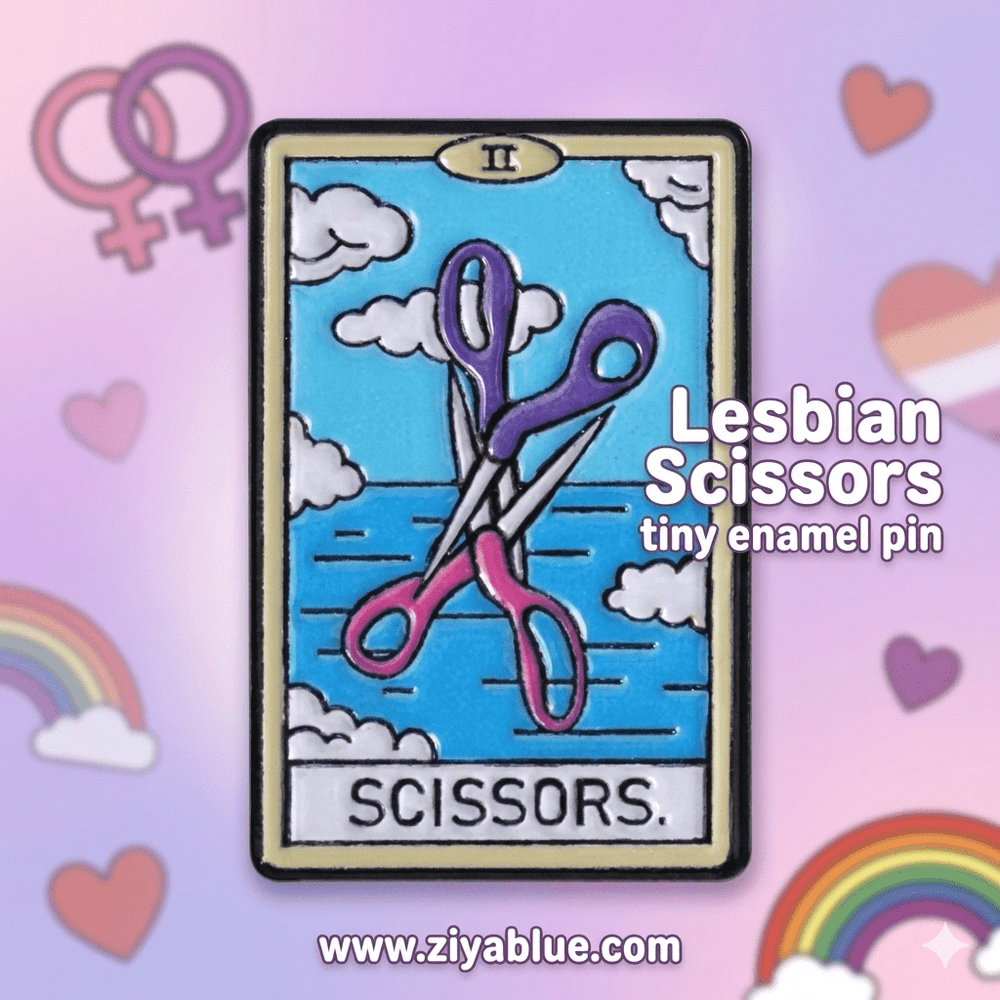 Scissor Sisters Tarot Pin - Ziya Blue