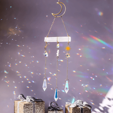 Selenite Crystal Suncatcher - Ziya Blue