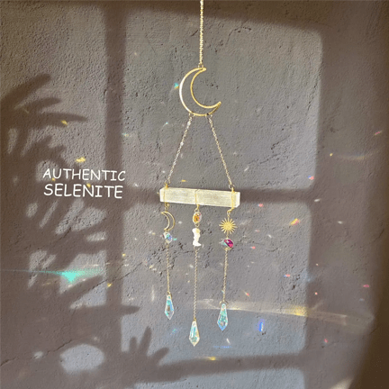 Selenite Crystal Suncatcher - Ziya Blue