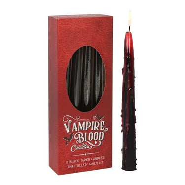 Set of 8 Gothic Vampire Blood Taper Candles - Ziya Blue
