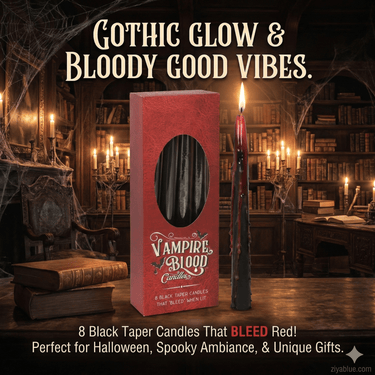 Set of 8 Gothic Vampire Blood Taper Candles - Ziya Blue