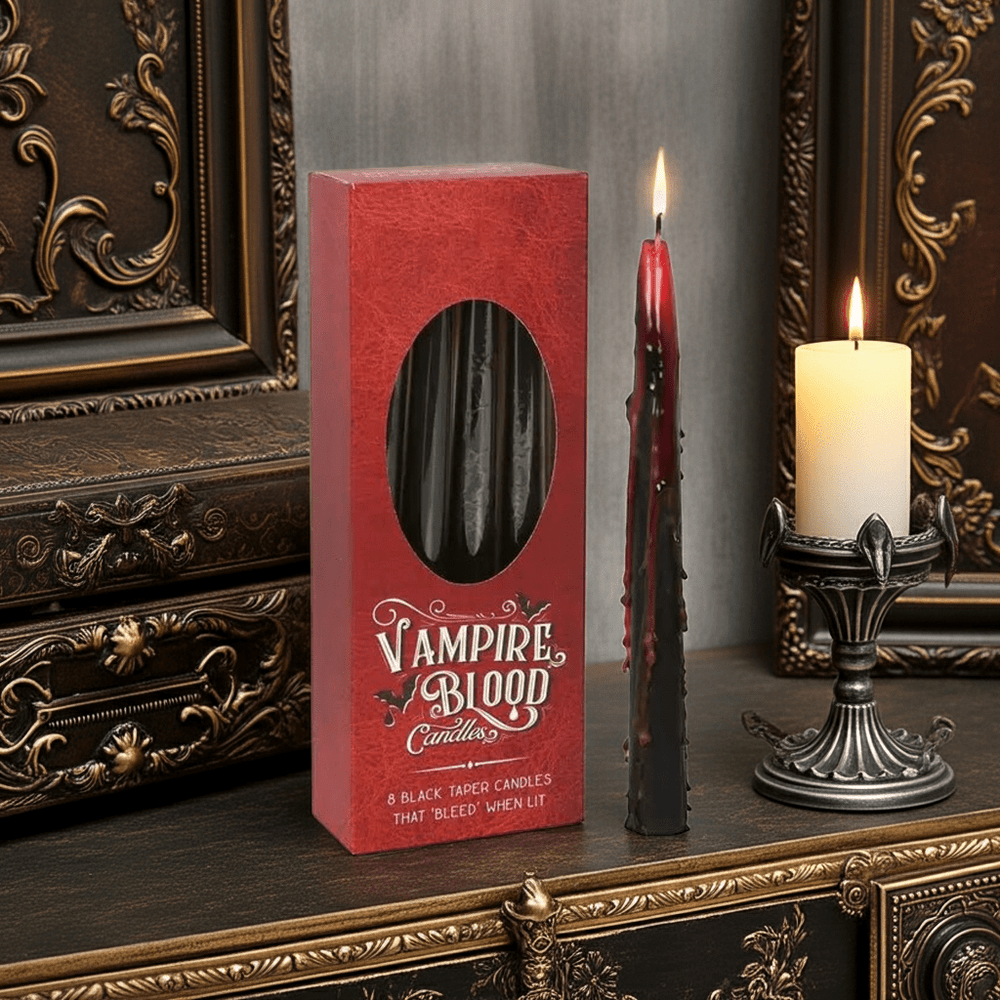 Set of 8 Gothic Vampire Blood Taper Candles - Ziya Blue