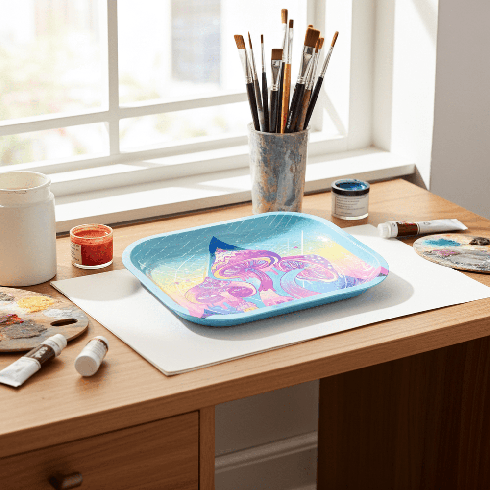 Shroom Pyramid Rolling Tray 🍄🔺 - Ziya Blue