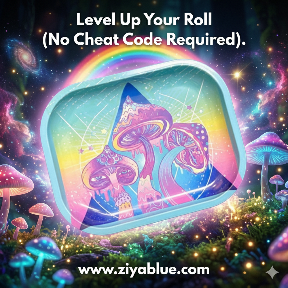 Shroom Pyramid Rolling Tray 🍄🔺 - Ziya Blue