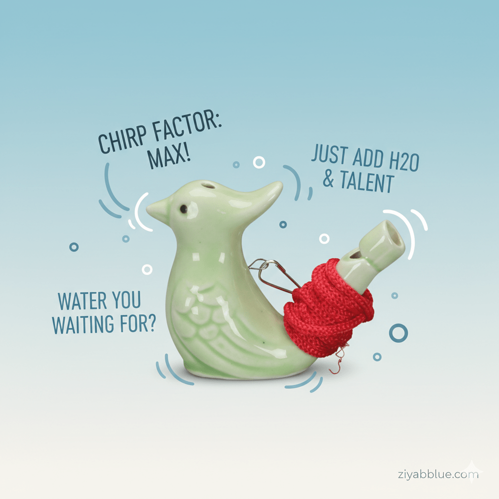 Sing Like a Songbird: Ceramic Water Warbler Whistle | Retro Musical Toy - Ziya Blue