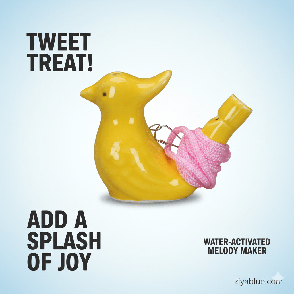 Sing Like a Songbird: Ceramic Water Warbler Whistle | Retro Musical Toy - Ziya Blue