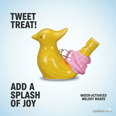 Sing Like a Songbird: Ceramic Water Warbler Whistle | Retro Musical Toy - Ziya Blue