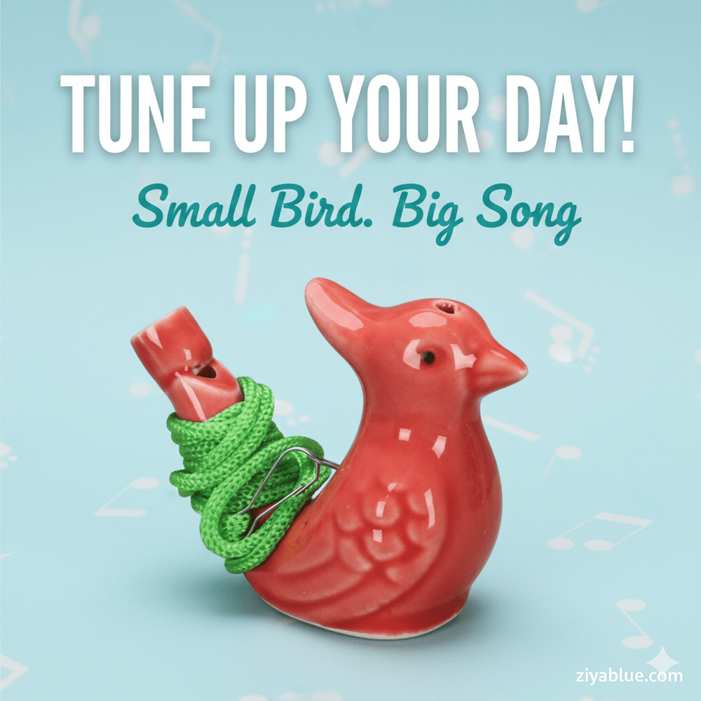 Sing Like a Songbird: Ceramic Water Warbler Whistle | Retro Musical Toy - Ziya Blue