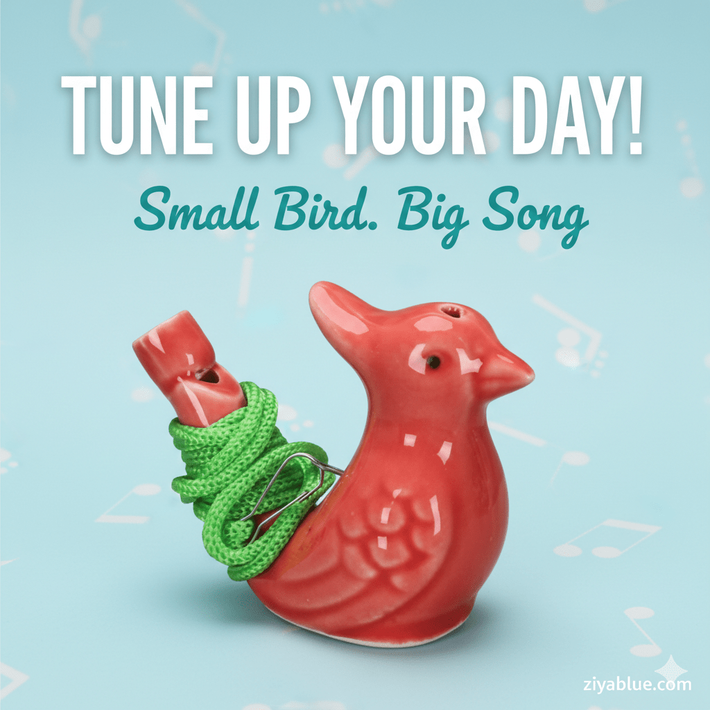 Sing Like a Songbird: Ceramic Water Warbler Whistle | Retro Musical Toy - Ziya Blue