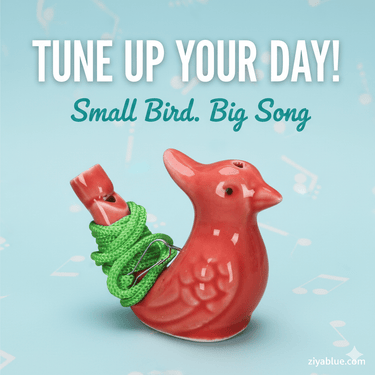 Sing Like a Songbird: Ceramic Water Warbler Whistle | Retro Musical Toy - Ziya Blue