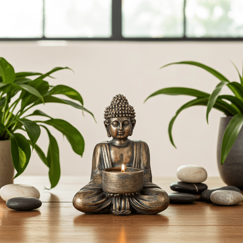 Sitting Buddha Tealight Holder 🕉️🕯️ - Ziya Blue