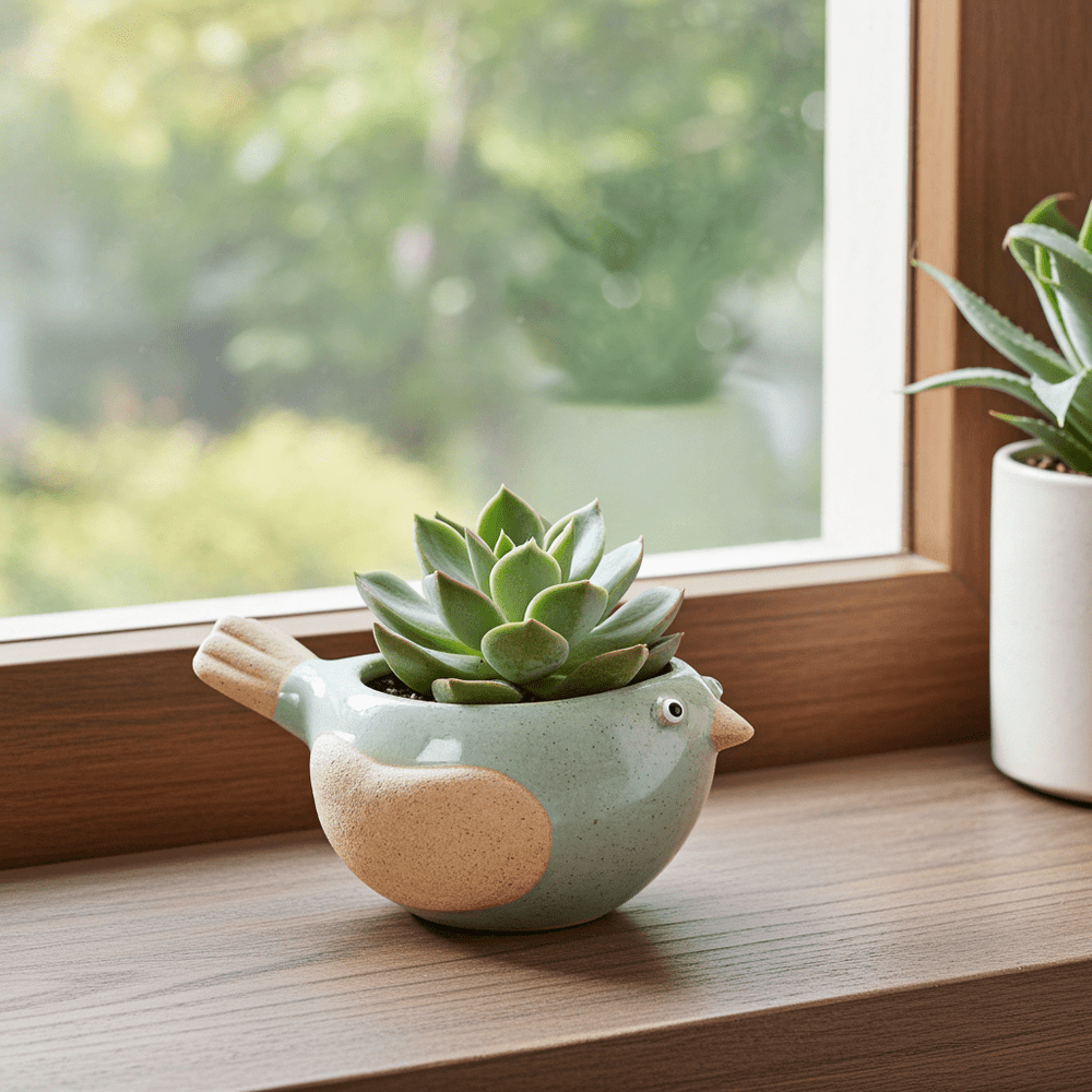 Small Bird Planter - Ziya Blue