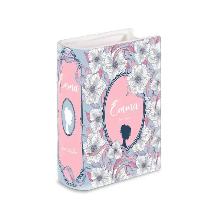 A Match Made in Decor: Jane Austen's Emma Small Ceramic Book Vase - Ziya Blue