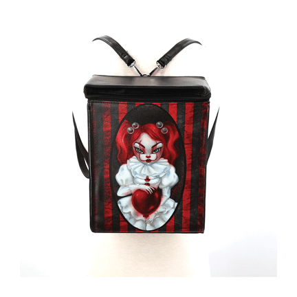 Smiley Clown Girl Rectangle Mini Backpack - Ziya Blue