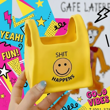Smiley Face Shopping Bag Planter - Ziya Blue