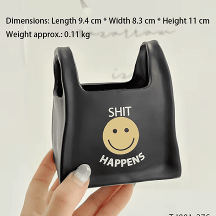 Smiley Face Shopping Bag Planter - Ziya Blue