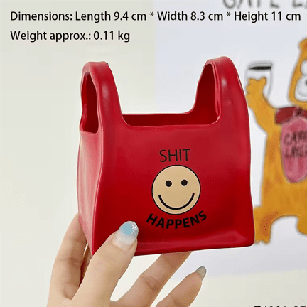 Smiley Face Shopping Bag Planter - Ziya Blue