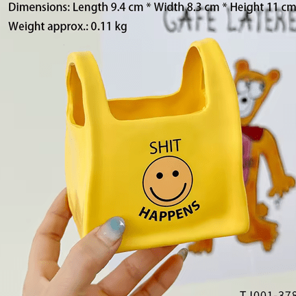 Smiley Face Shopping Bag Planter - Ziya Blue