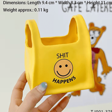 Smiley Face Shopping Bag Planter - Ziya Blue