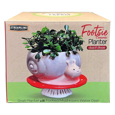 Snail & Mushroom Footsie Planter - Ziya Blue