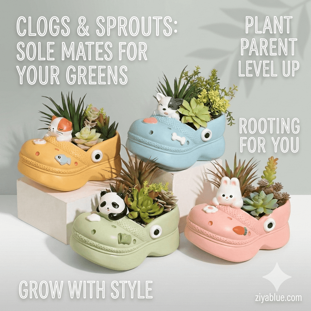 Sole Mates Clog Planter | Animal Shoe Pot (4 Styles) - Ziya Blue