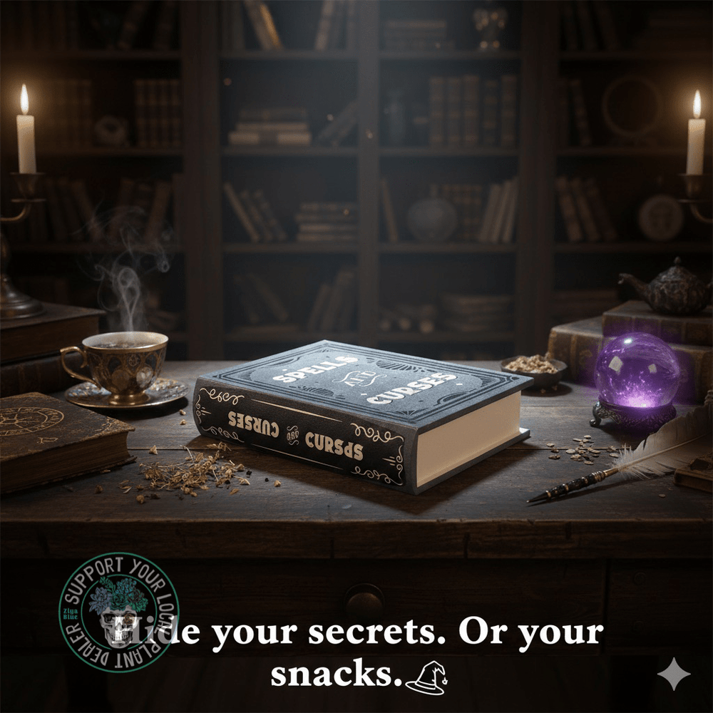 "Spells and Curses" Book - Shaped Storage Box - Ziya Blue