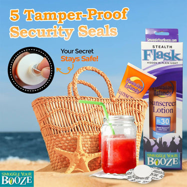 SPF 30 Sunscreen Flask: 10oz with Funnel & 5 Seals! - Ziya Blue