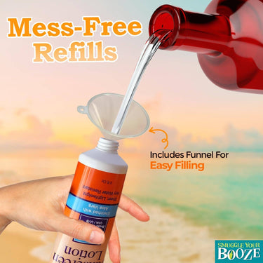 SPF 30 Sunscreen Flask: 10oz with Funnel & 5 Seals! - Ziya Blue