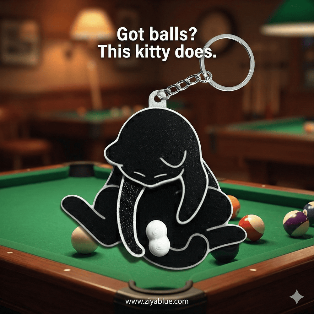 Spinning Cat Ball Keychain — Fidgeting Feline Keychain (Black/White) - Ziya Blue