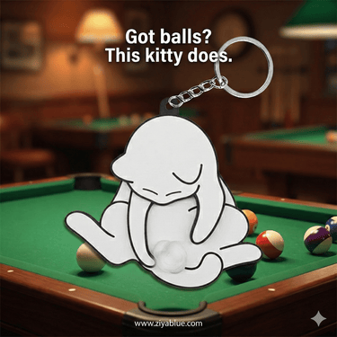 Spinning Cat Ball Keychain — Fidgeting Feline Keychain (Black/White) - Ziya Blue