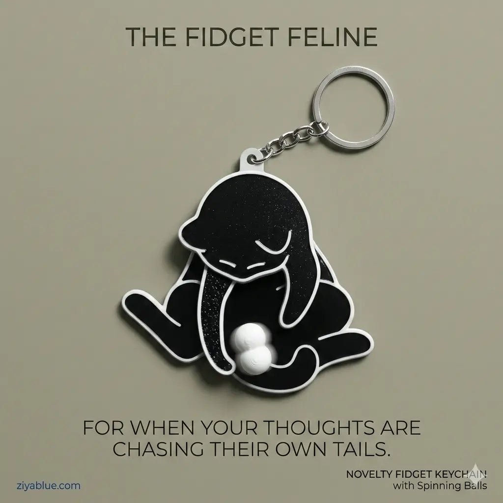 Spinning Cat Fidget Keychain | Rotating Stress Relief Keyring | 2 - 3
