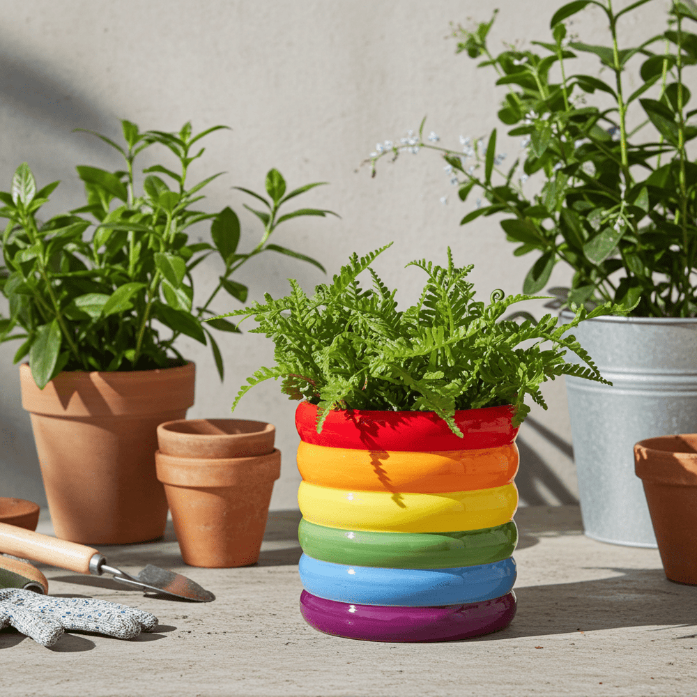 Stacked Rainbow Planter - Ziya Blue