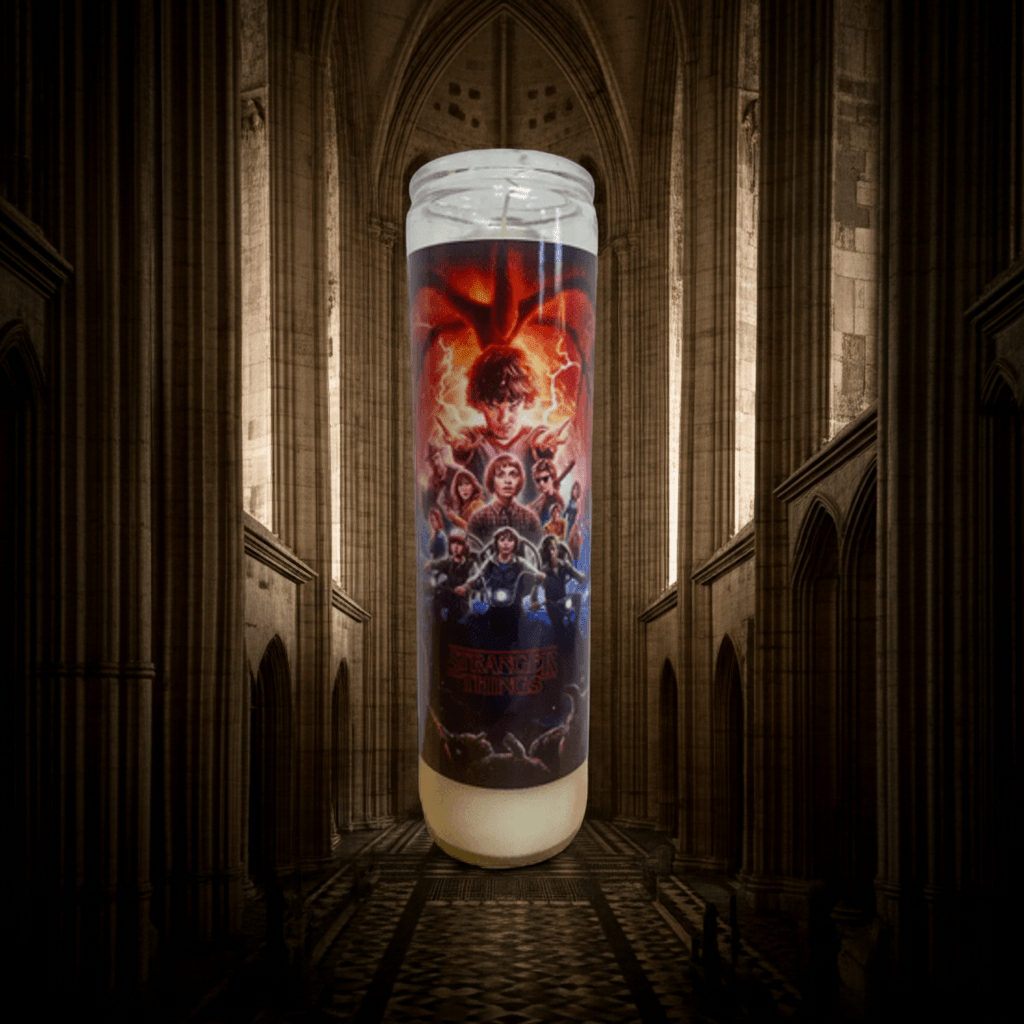 Stranger Things Devotional Prayer Saint Candle 🕯️🔮 - Ziya Blue