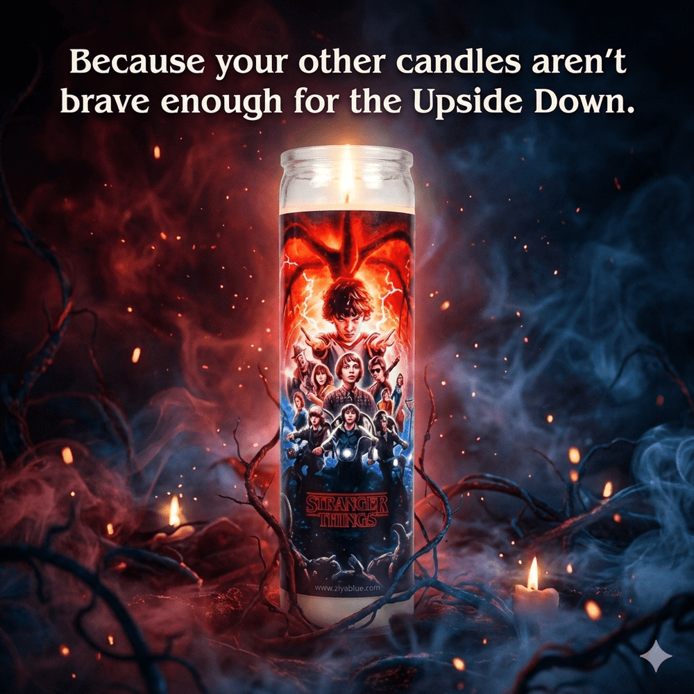 Stranger Things Devotional Prayer Saint Candle 🕯️🔮 - Ziya Blue