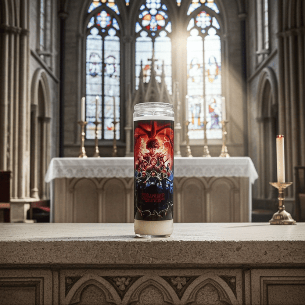 Stranger Things Devotional Prayer Saint Candle 🕯️🔮 - Ziya Blue