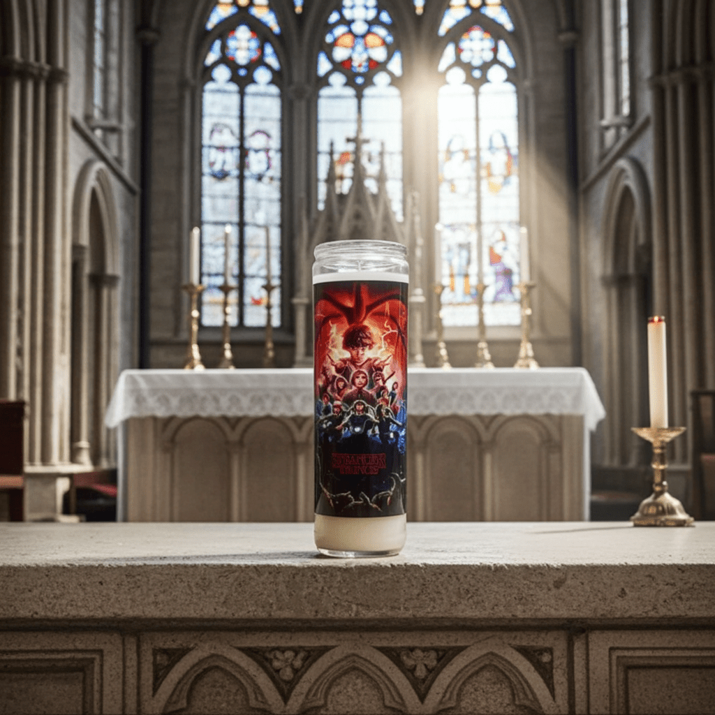 Stranger Things Devotional Prayer Saint Candle 🕯️🔮 - Ziya Blue
