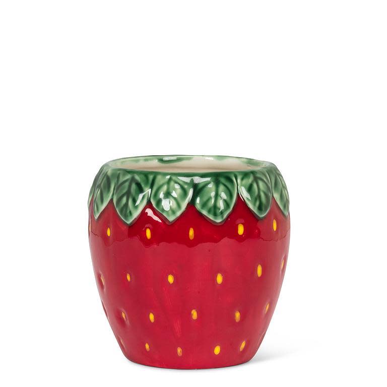 Strawberry & Leaf Sm Vase - Ziya Blue