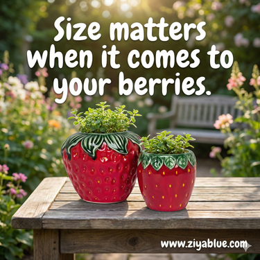 Strawberry & Leaf Wide Vase - Ziya Blue