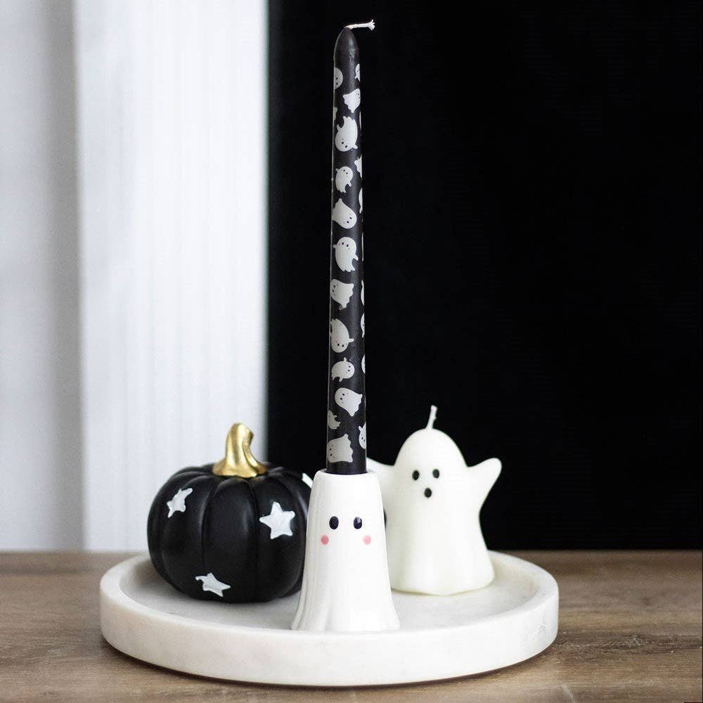 Sweet Ghost Candle Holder W/ Taper Candle - Ziya Blue