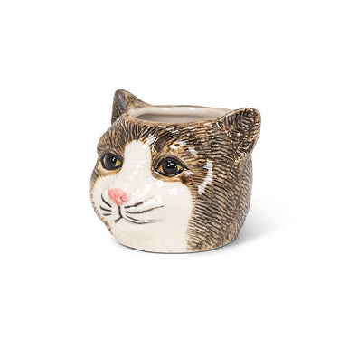 Tabby Cat Head Planter - Ziya Blue