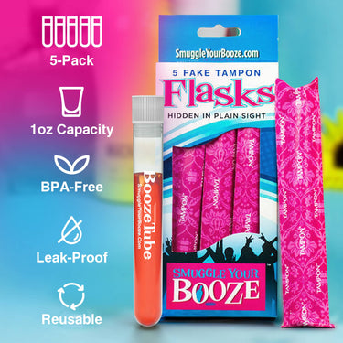 Tampon Flasks: 5 Booze Tubes & Resealable Wraps! - Ziya Blue