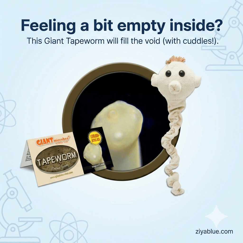 Tapeworm Plush – GIANTmicrobes Intestinal Parasite (Long on Laughs) - Ziya Blue