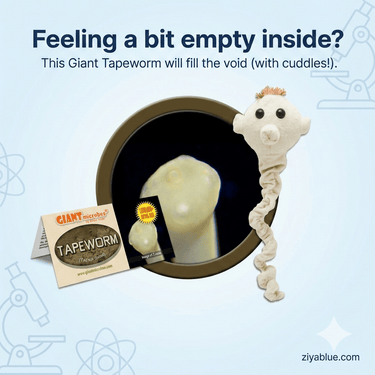Tapeworm Plush – GIANTmicrobes Intestinal Parasite (Long on Laughs) - Ziya Blue