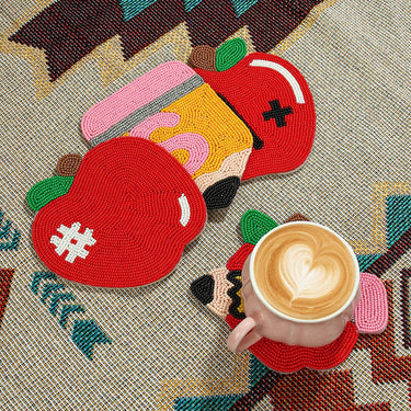 Teacher Beaded Coaster - Ziya Blue