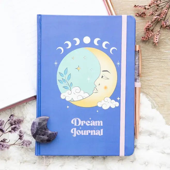 The Moon Dream Journal with Amethyst Pen - Ziya Blue